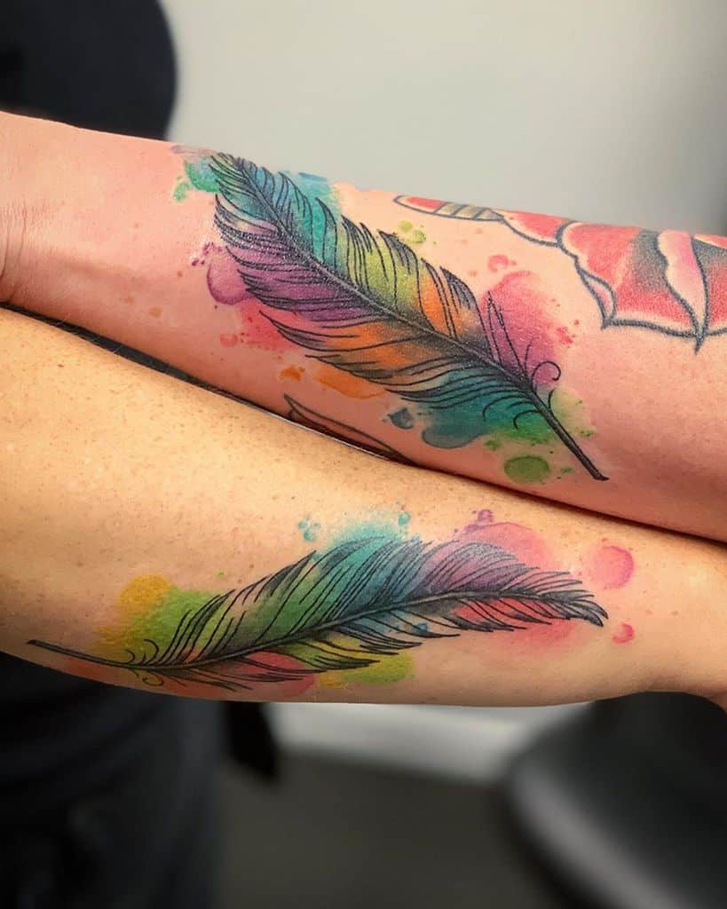 Watercolor Feather Tattoo