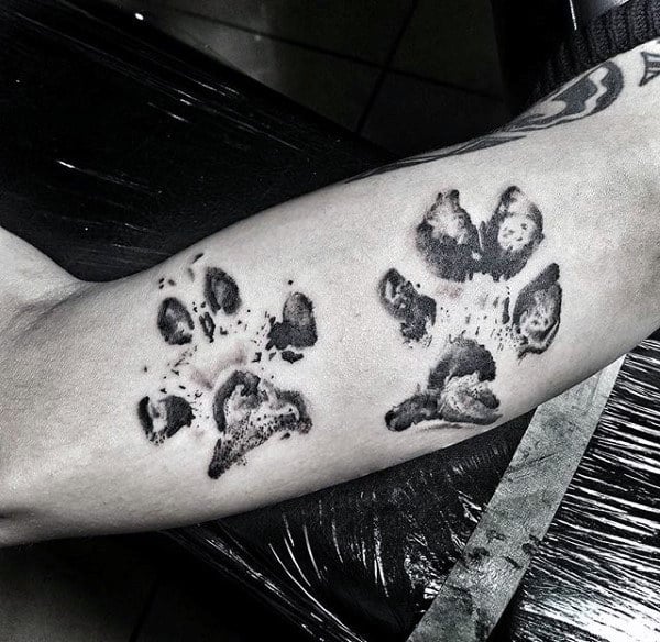 Watercolor Footprint Mens Dog Arm Tattoos