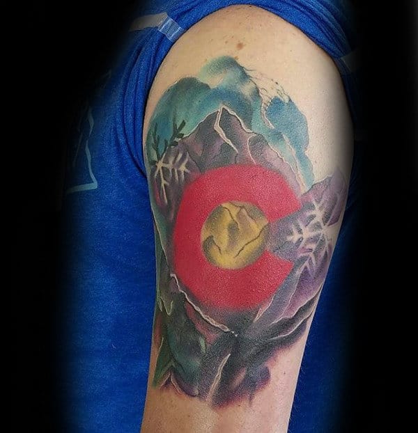 Watercolor Guys Arm Colorado Inspired Tattoo Ideas