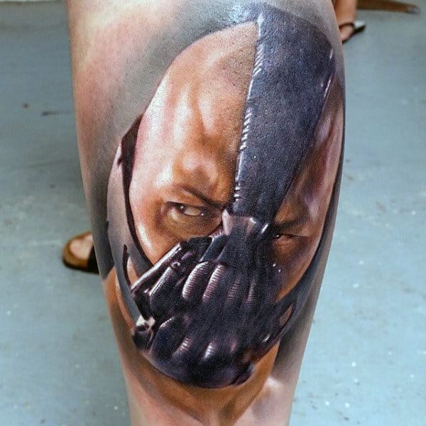 Watercolor Guys Bane Leg Tattoo