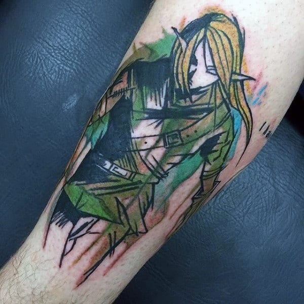 Watercolor Guys Zelda Arm Tattoo