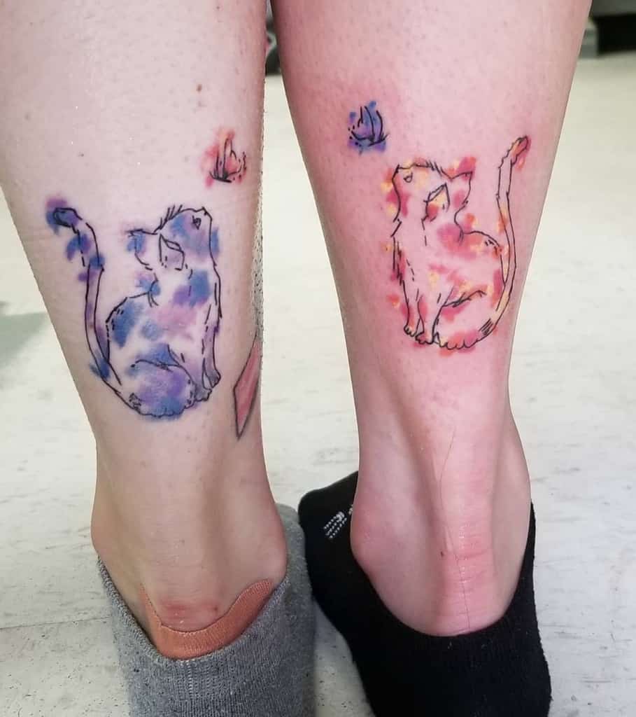 watercolor-kitties-and-butterflies-bestfriend-tattoo-tattoos.by.dose