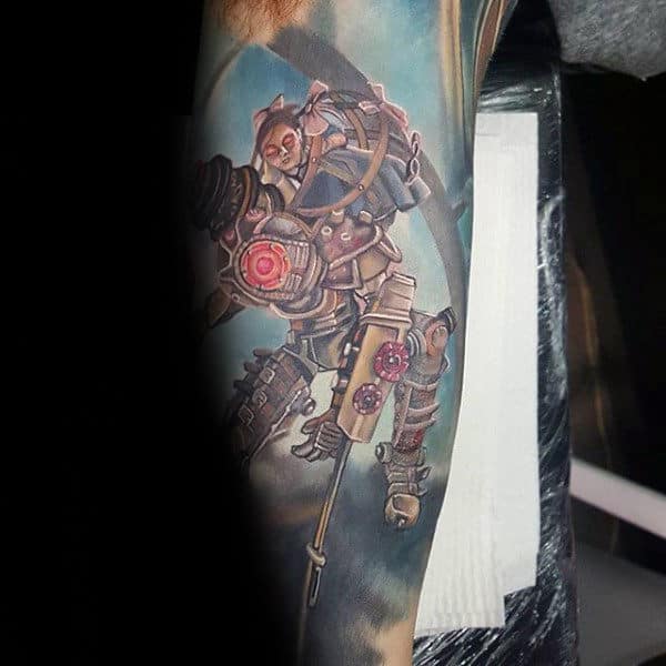Watercolor Male Bioshock Sleeve Tattoos
