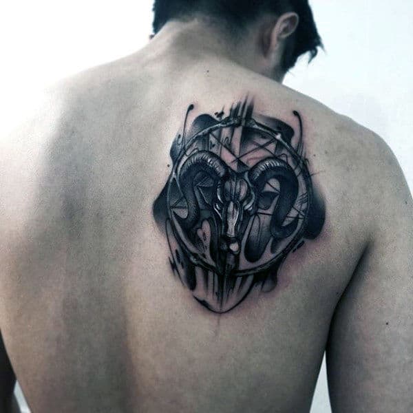 Watercolor Male Goat Shoulder Tatoto Ideas