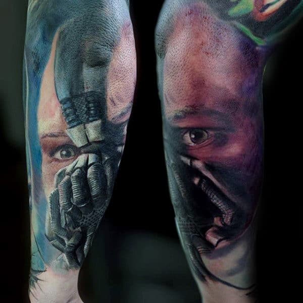 Watercolor Mens Dc Comics Bane Sleeve Tattoo Ideas