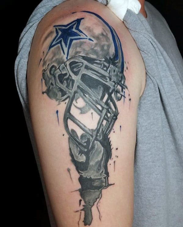 Watercolor Mens Football Helmet Arm Tattoo Design