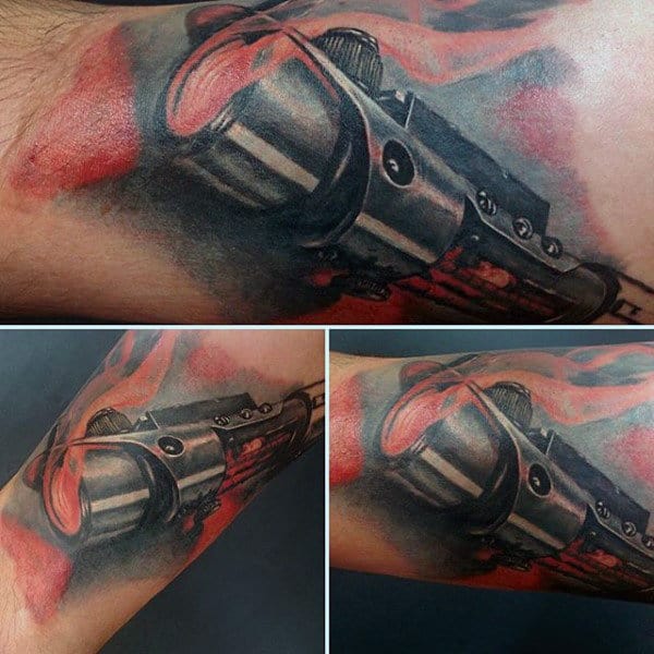 Watercolor Mens Lightsaber Arm Tattoo Ideas