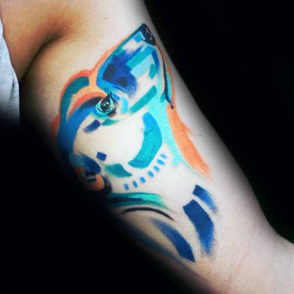 Watercolor Paint Brush Polar Bear Mens Inner Arm Bicep Tattoo