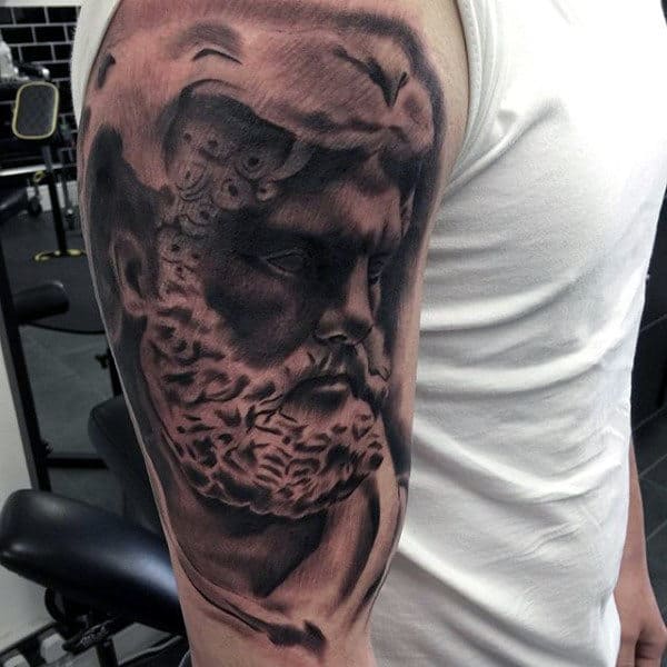 Watercolor Shaded Hercules Mens Upper Arm Tattoo