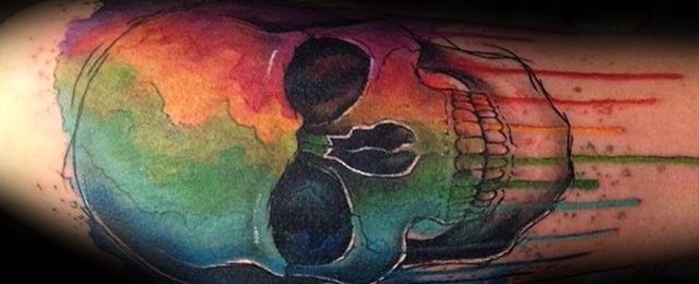 Watercolor Skull Tattoo Designs For Men