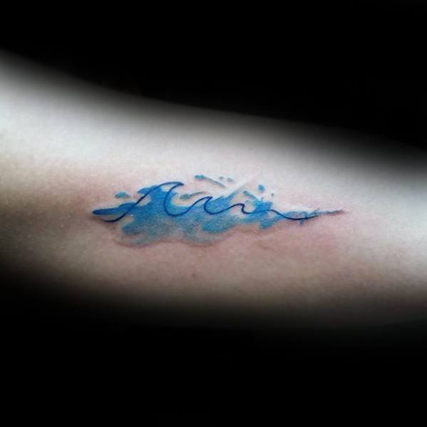 Watercolor Small Guys Black And Blue Ink Arm Tattoo Designs