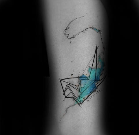 Watercolor Swan Origami Male Tattoo Inspiration On Arm
