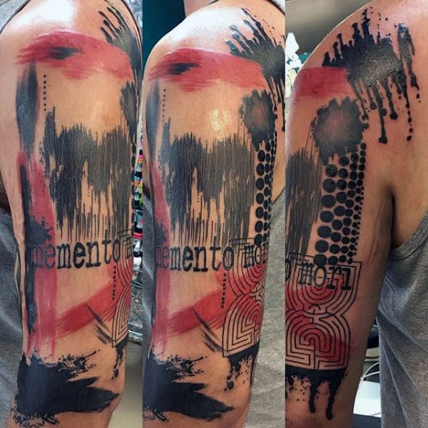 Watercolor Trash Polka Mens Arm Tattoos