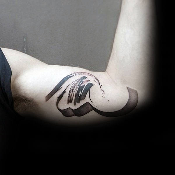 Wave Brush Stroke Mens Bicep Tattoo Designs