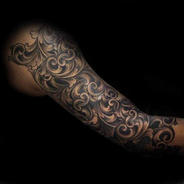 Waves Pattern Tattoo Male Full Sleeves