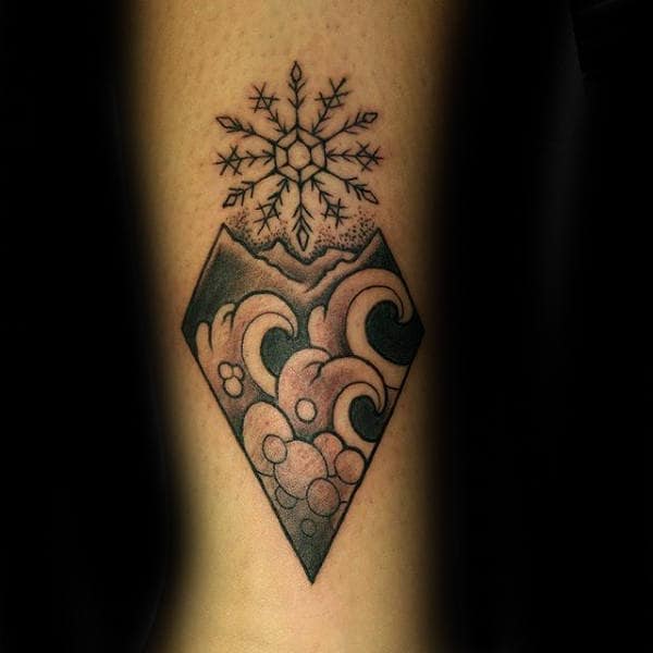 Waves Snowflake Mens Inner Forearm Tattoos