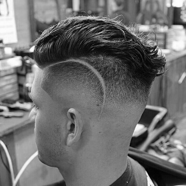 Wavy Mens Comb Over Hairstyle With Fade