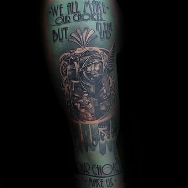 We All Make Our Choices Mens Bioshock Quote Sleeve Tattoos