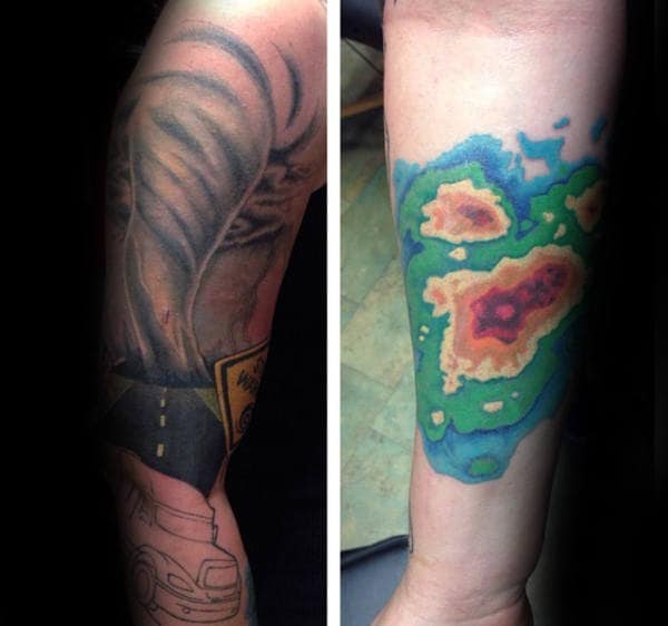 Weather Radar Mens Tornado Forearm Tattoos