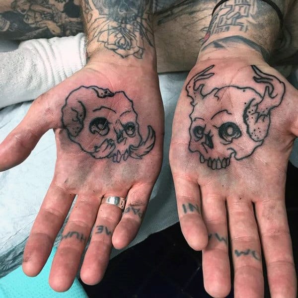 Weird Horned Beast Tattoo Male Palm
