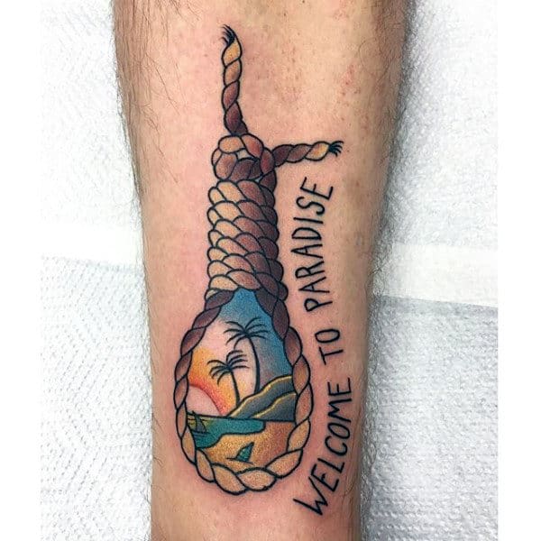 Welcome To Paradise Noose Mens Beach Forearm Tattoo