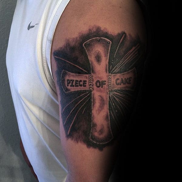 Welded Cross Mens Welding Upper Arm Tattoos