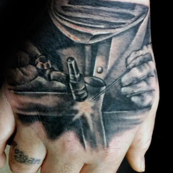 Welding Arc Mens Cool Shaded Hand Tattoos