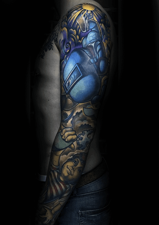 Welding Themed Mens Full Sleeve Tattoos