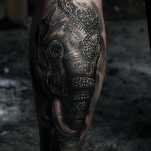 Well Decorated Asian Elephant Tattoo Male Calves