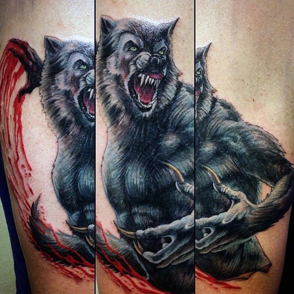Werewolf And Blood Tattoo Mens Arms