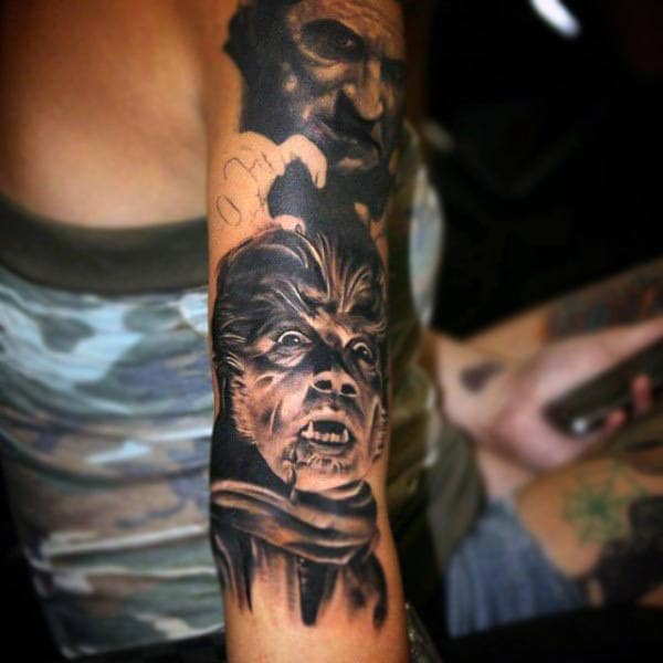 Werewolf Man Tattoo Mens Forearms