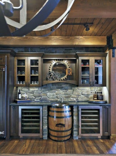 Wet Bar Rustic Basement Ideas
