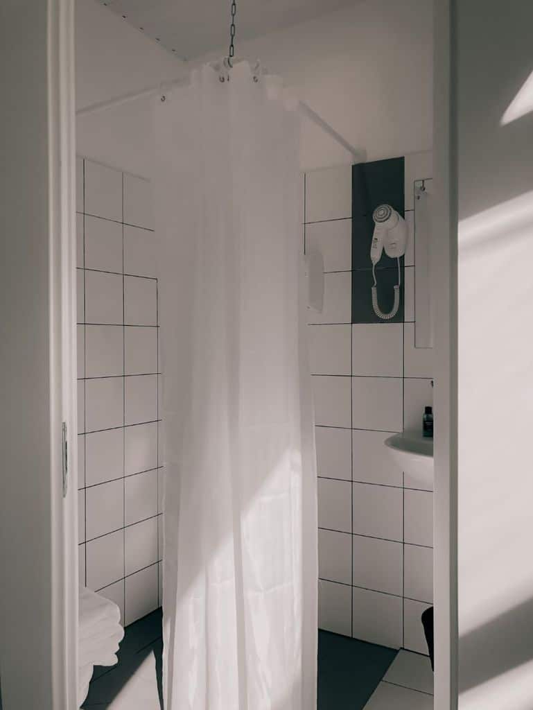 small wet tile shower