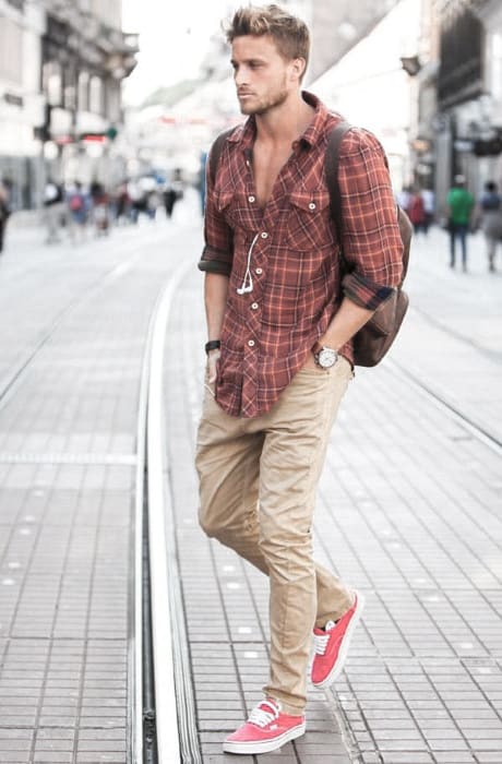 What To Wear With Awesome Khaki Pants Outfits Styles For Men Red Casual Shirt