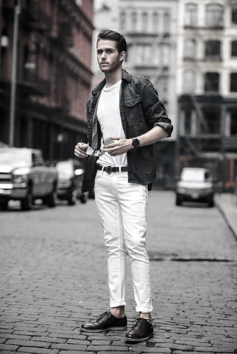 What To Wear With White Jeans Black Leather Jacket For Men