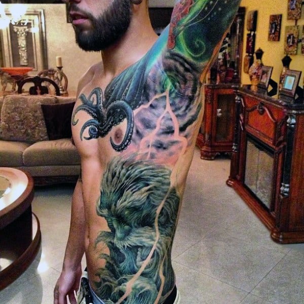Whirlpool And Lightening Tattoo Male Armpit