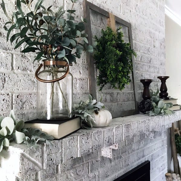 White And Grey Vintage Painted Fireplace Interior Design