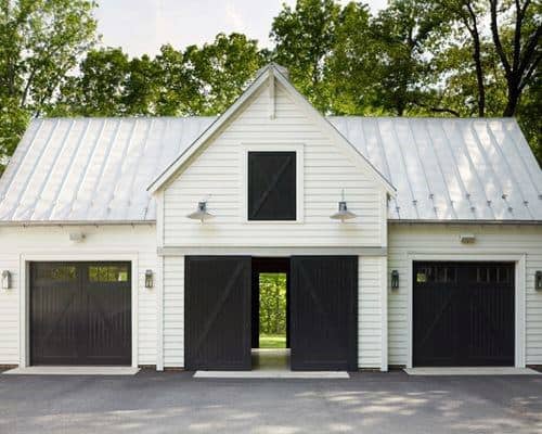 White Barn Black Door Detached Garage Ideas