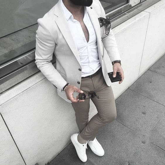 White Blazer What To Wear With Male Khaki Pants Outfits Clothing Styles