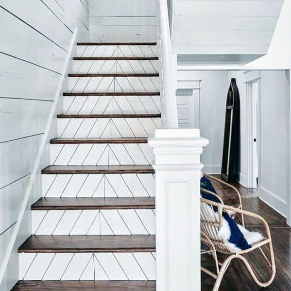 chevron wooden staircase