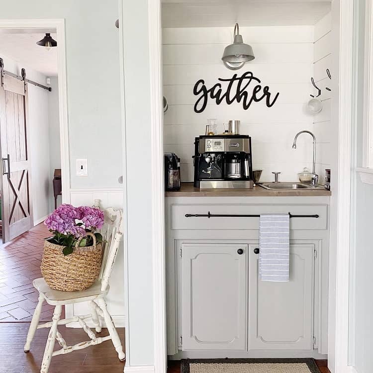 white coffee bar corner cabinet 