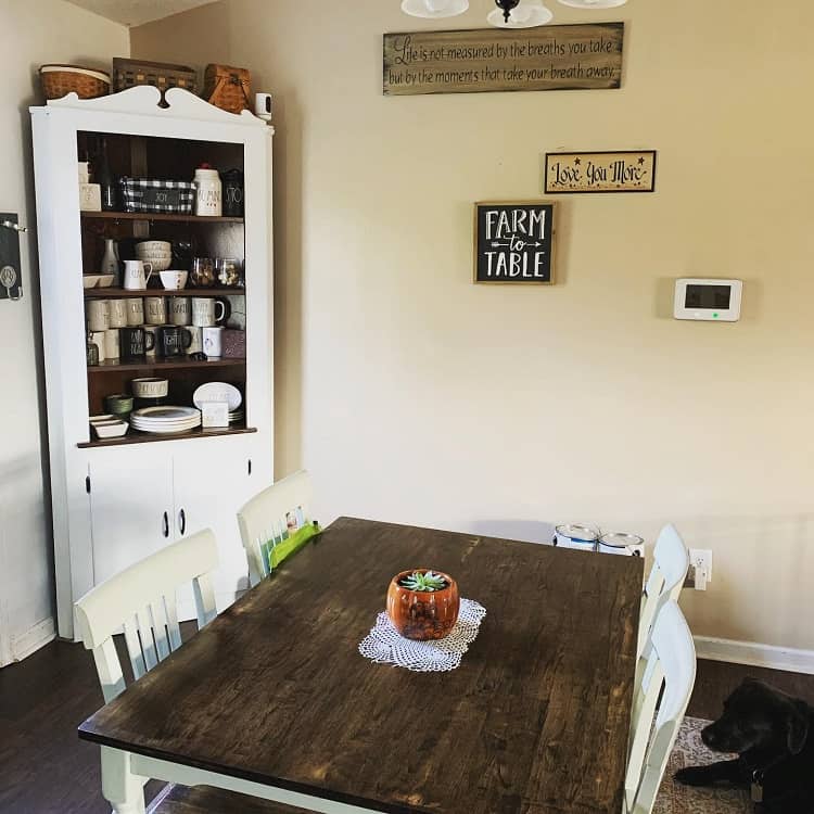 white corner cupboards curio cabinets rustic table