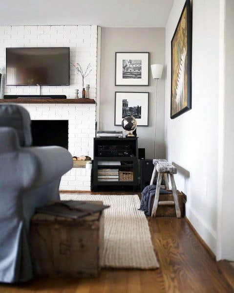 White Design Ideas For Painted Fireplace