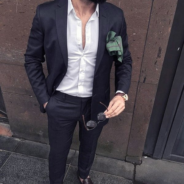 White Dress Shirt Navy Blue Suit Brown Shoes Fashion Ideas For Men Without Tie