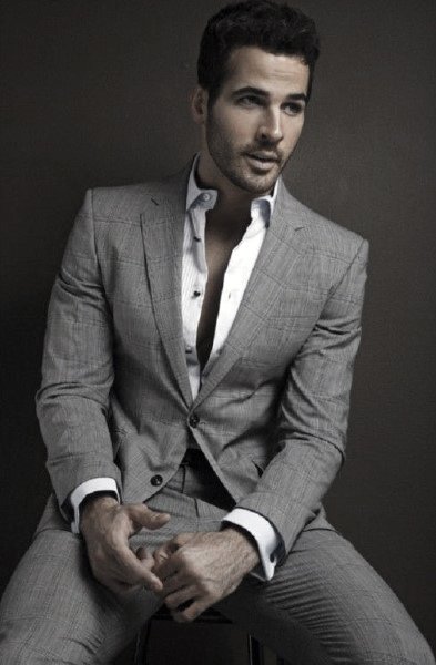 White Dress Shirt No Tie Mens Grey Suit Styles