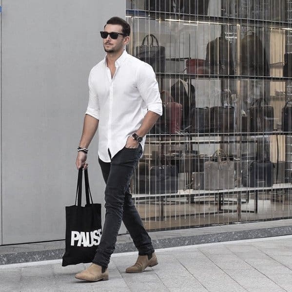 White Dress Shirt With Jeans How To Wear Boots For Men Fashion