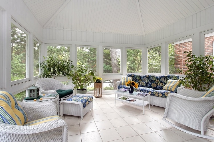 white screened porch