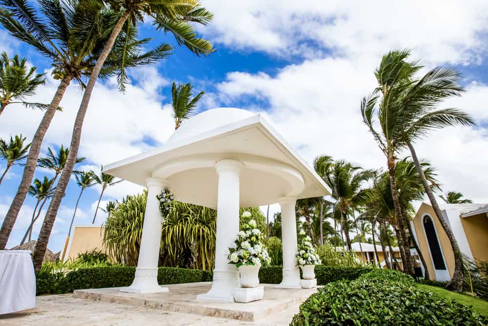 white column stone gazebo large patio