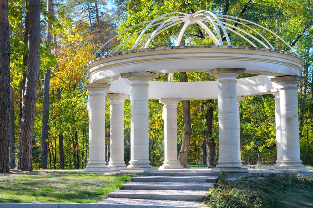 circular column white gazebo forest