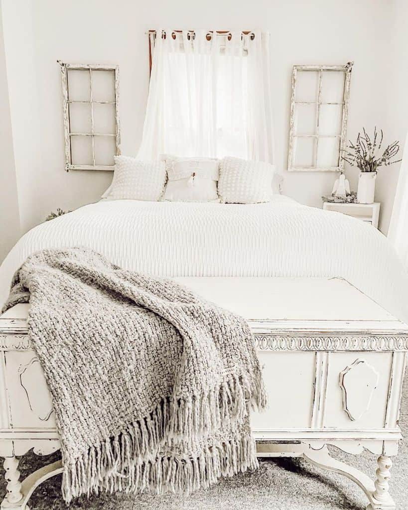 vintage rustic white bedroom